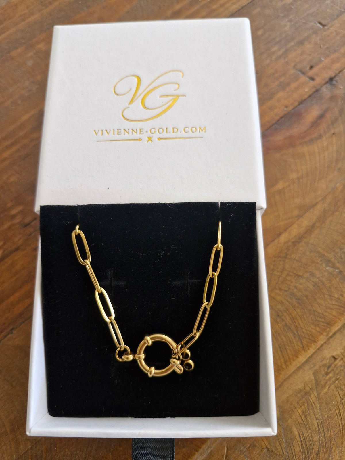 Lucy gold link chain necklace, waterproof 18K gold PVD stainless steel